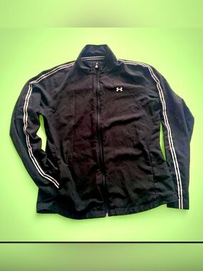 Under Armour Black Zip Up Performance Jacket with Stripe - All Season Gear